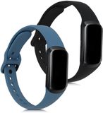 kwmobile 2x horlogebandjes geschikt voor Samsung Galaxy Fit (SM-R370) bandje - Smartwatch bandjes van TPU - Activity tracker horloge band in antraciet / zwart