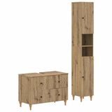 vidaXL - 2-delige - Badkamerkast - Set - ALKMAAR - Artisanaal - eiken - Bewerkt - hout