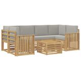 vidaXL Buiten bank set 7 st Wit en Lichtgrijs Polyester