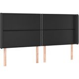 Tête de lit avec oreilles noir 203x16x118/128 cm similicuir