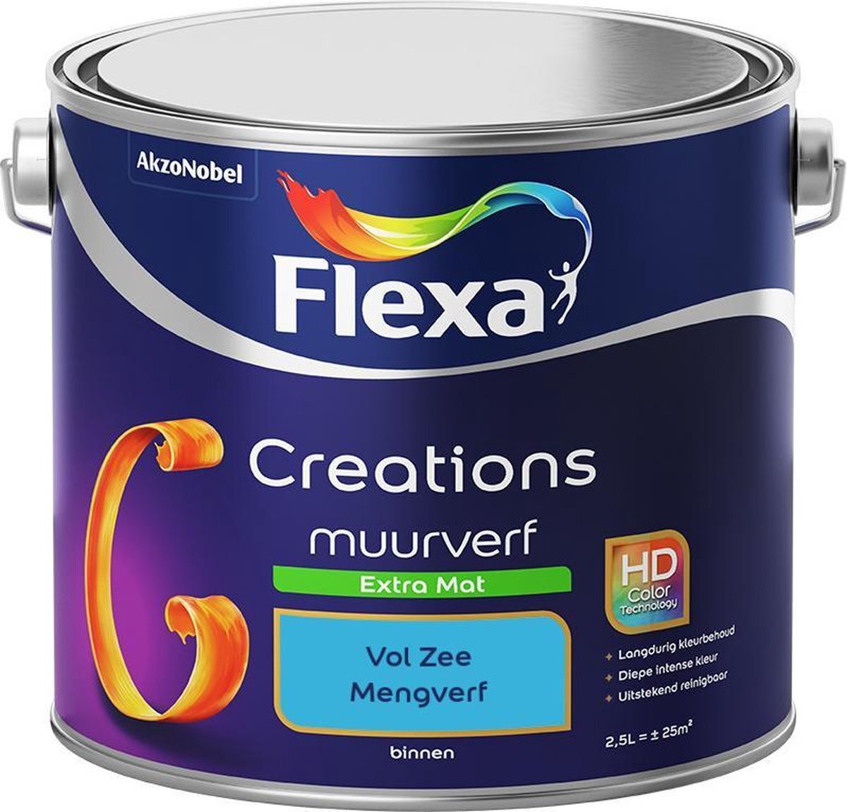 FLEXA Creations Muurverf - Extra Mat - Mengkleuren Collectie - Vol Zee - 2,5 liter