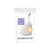 simplehuman CW0176 code Q maatwerk afvalzakken, vuilniszakken, 50-65 liter, pak van 20, wit plastic