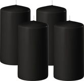 Enlightening Candles Bougie cylindrique/bougie pilier - 4x - noir - D6 x H15 cm - 58 heures de combustion