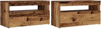 vidaXL Meuble TV avec éclairage LED, lot de 2, bois d'ingénierie, bois vieilli