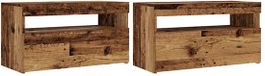 vidaXL Meuble TV avec éclairage LED, lot de 2, bois d'ingénierie, bois vieilli