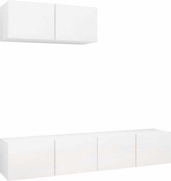 vidaXL Tv-meubelen - Set van 3 - Bewerkt Hout - Wit