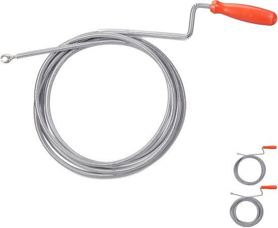 Relaxdays Ontstoppingsveer met Klauw - Rioolveer - WC - 6 mm x 3 m - Zilver