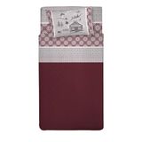 PENSIERI DELICATI Beddengoedset voor eenpersoonsbed, 100% katoen, 90 x 200 cm, met laken, laken en 1 kussensloop, gemaakt in Italië, motief rode chalet