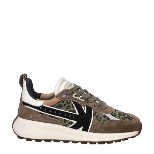 Kaotiko Detroit Glam suède sneakers kaki/panter