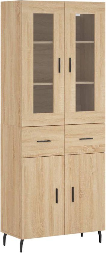 vidaXL Hoge kast 69,5x34x180 cm bewerkt hout sonoma eikenkleurig