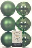 Decoris Kerstballen - 6x st - groen - D8 cm - kunststof - mat/glans - kerstversiering
