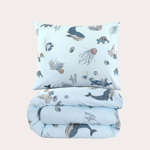 NOUS Kids katoenen dekbedovertrek kinderbed (120x150 cm) Blauw Dierenprint