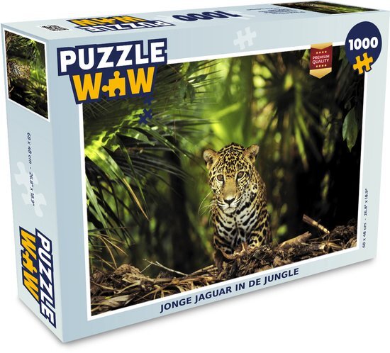 MuchoWow Puzzel Jonge jaguar in de jungle - Legpuzzel - Puzzel 1000 stukjes volwassenen