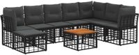 vidaXL Buiten bankenset 9 st Zwart en Donkergrijs Polyester