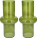 Bellatio Design Vaas - 2x - groen transparant gerecycleerd glas - 15 x 31 cm - vaas