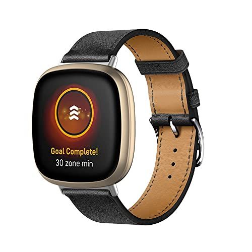 By Qubix Qubix - Fitbit Versa 3/4 & Sense 1/2 leren bandje - Zwart