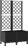 vidaXL Jardinière avec treillis et roues Noir 80 x 40 x 146 cm PP