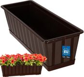 KOTARBAU® Balkonbak, Bloembak voor Balkon, Kunststof, 50 x 18 x 14 cm, Plantenbak, Bruin, Plantenbak Balkon, met Schotel, Rechthoekig