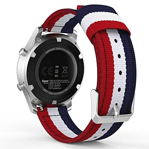 Systems Armband 20 mm van nylon voor Samsung Galaxy Watch 4 smartwatch in kleurrijk, rood-wit-blauw, Eine Grösse