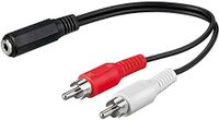 PremiumCord Jack naar RCA Y-kabel - 0,2 m - 3,5 mm jack naar 2x RCA - stereo audio voor digitale camera tv mobiele telefoons MP3 hifi zwart