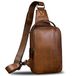 Lederen Sling Bag voor Mannen Crossbody Casual Wandelen Dagrugzak Vintage Handgemaakte Borst Schouder Rugzak, Bruin, M, Dagrugzak