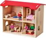 Bigjigs Houten Poppenhuis Compleet met Meubels en 4 Poppen