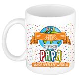 Bellatio Decorations Naam mok papa James - wit - keramiek - 300 ml - Vaderdag - cadeau