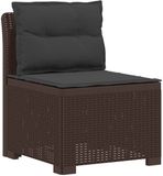 vidaXL Tuinbank met Kussens Rattan Look PP Bruin