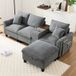 Canapé d'angle modulable en velours côtelé 4 places avec pouf de rangement, console, port USB et porte-gobelets, 229x149.5cm