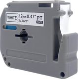 DULA Brother M-K231 Label Tape - Zwart op Wit - 12mm x 8m