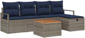 vidaXL Tuinbank - Set - 4 zitplekken - Grijs - Polyrattan