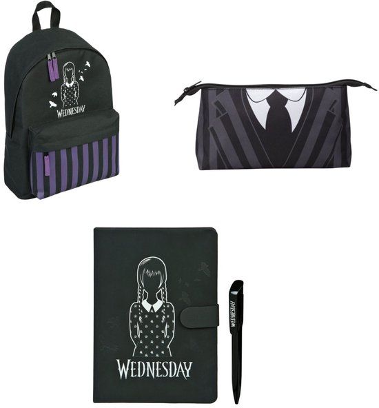Wednesday back to school set; rugzak, etui en notitieboek met pen
