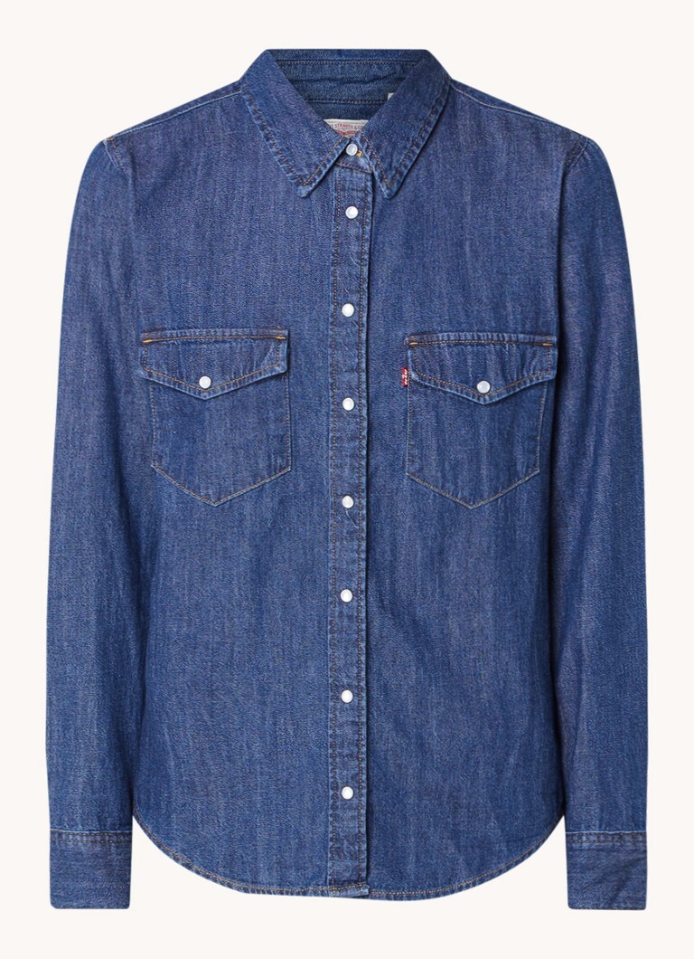 Levi's Levi's Iconic Western blouse van denim met klepzakken