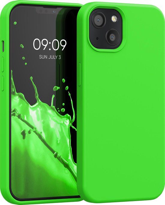 kwmobile telefoonhoesje geschikt voor Apple iPhone 13 - Hoesje met siliconen coating - Smartphone case in limoengroen