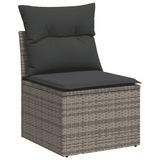 vidaXL 6-delige Loungeset met Kussens, Poly Rattan, Grijs