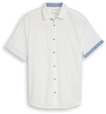 Tom Tailor - Chemise regular fit à manches courtes et lin - Taille S - Blanc