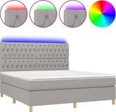 vidaXL Boxspringbed met matras en LED-verlichting, lichtgrijs, 160x200 cm, gestoffeerd