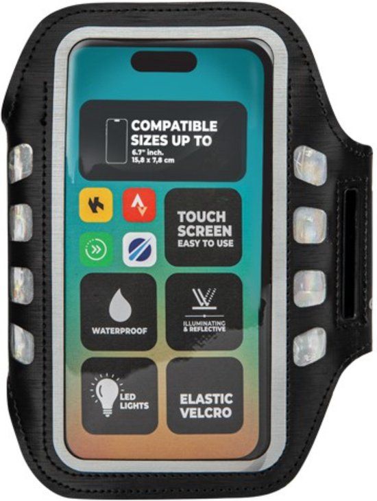 VirtuFit Hardloop Telefoon Armband Pro met LED - Zwart