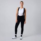 Acelera Essential Fietsbroek Lang Dames met Zeem en Bretels - Thermo Lange Wielerbroek - Winter Fietsbroek Lang - Zwart - Maat XS