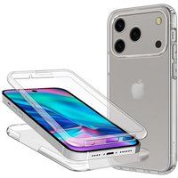 Apple iPhone 17 Pro Max - housse etui silicone gel 360 integrale + film ecran - TRANSPARENT
