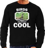 Bellatio Decorations Bol Dieren vogels sweater zwart heren - birds are serious cool trui - cadeau sweater groene specht/ vogels liefhebber S