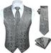 Merkloos Heren Gilet Set met Bloemmotief en Accessoires voor Feest en Zakelijk Gebruik