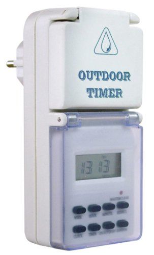 AS-Schwabe Digitale timer voor buiten, digitale outdoor timer met stopcontact, met weekprogramma en willekeurige functie, IP44 I 24033