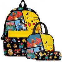 SZSMART Rugzak SZSMART MODEL de gemodelleerd Pokemon Driedelige Studenten Set