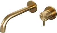 Brauer Gold Edition Inbouw Wastafelmengkraan met Gebogen Uitloop en Rozetten Model B1 Goud Geborsteld PVD