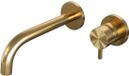 Brauer Gold Edition Inbouw Wastafelmengkraan met Gebogen Uitloop en Rozetten Model B1 Goud Geborsteld PVD