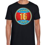 Bellatio Decorations 16e verjaardag cadeau t-shirt hoera 16 jaar zwart voor heren - verjaardagscadeau shirt L