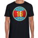 Bellatio Decorations 16e verjaardag cadeau t-shirt hoera 16 jaar zwart voor heren - verjaardagscadeau shirt L