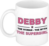 Bellatio Decorations naam cadeau mok - Debby - Woman Myth Supergirl - koffiemok - 300 ml - collega - moederdag