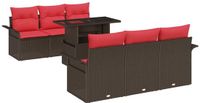 vidaXL Tuinbank Set 7-delig 6-zits Bruin Polyrotan